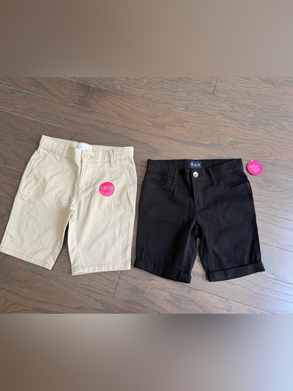 Girls kids Children's Place Khaki & Black Boys Chino shorts sz 6